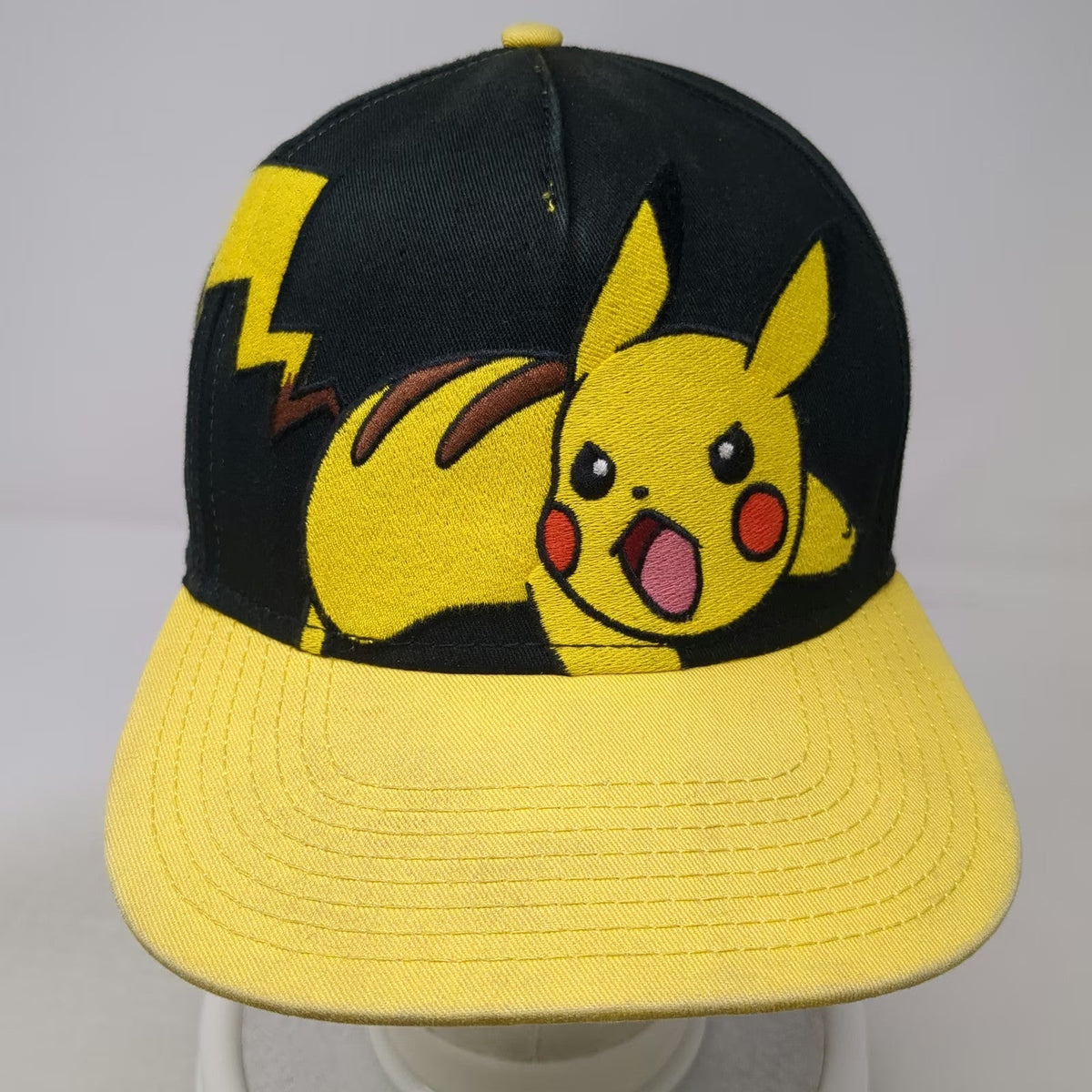Pokemon 5 Panel Black One Size Pikachu Embroidery Snapback Hat Anime Nintendo