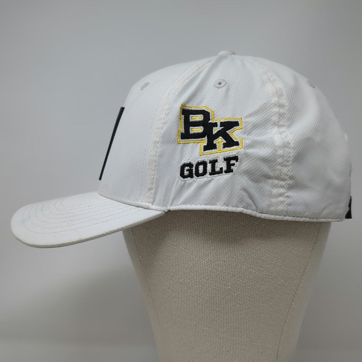 Adidas 5 Panel White One Size Hat BK Golf Logo Snapback 3 Stripes Performance