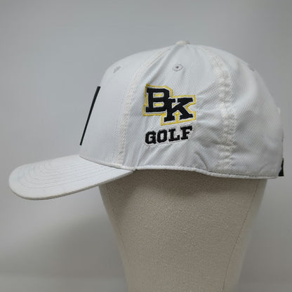 Adidas 5 Panel White One Size Hat BK Golf Logo Snapback 3 Stripes Performance