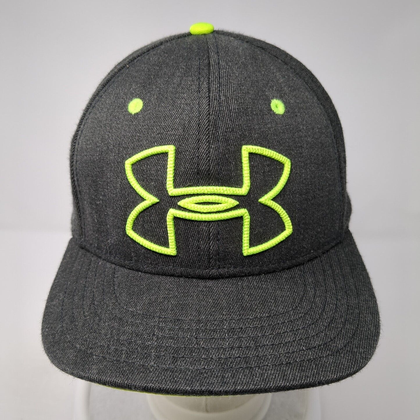 Under Armour Big Logo Fitted Hat M/L Stretch Gray Embroidered 6 Panel