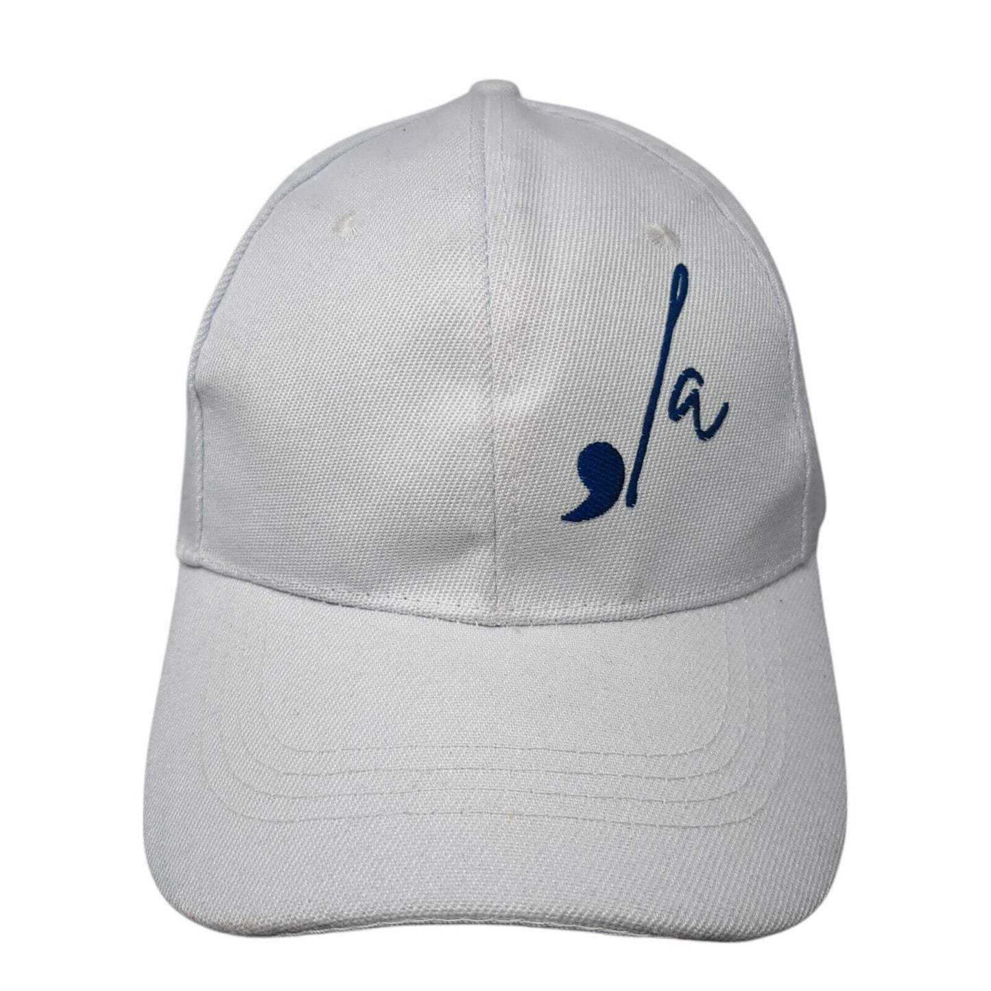 La Strapback Hat White One Size Adjustable Embroidered Solid 6 Panel