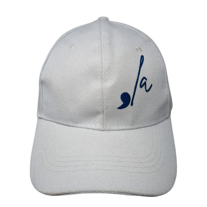 La Strapback Hat White One Size Adjustable Embroidered Solid 6 Panel