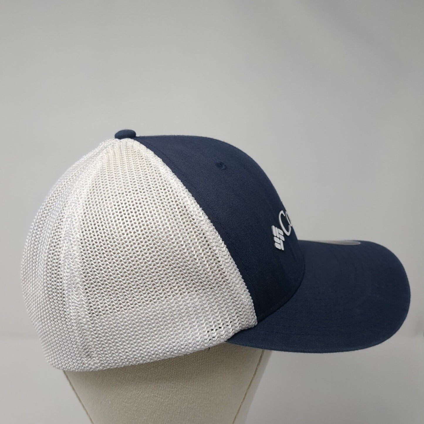 Columbia Unisex Fitted Trucker Hat Blue Size L/XL Lightweight Mesh Back 6 Panel