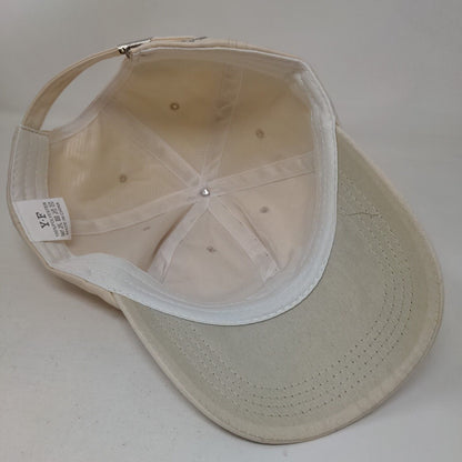 Relax Slideback Hat Tan One Size Adjustable Graphic Print Vented Holes 6 Panel