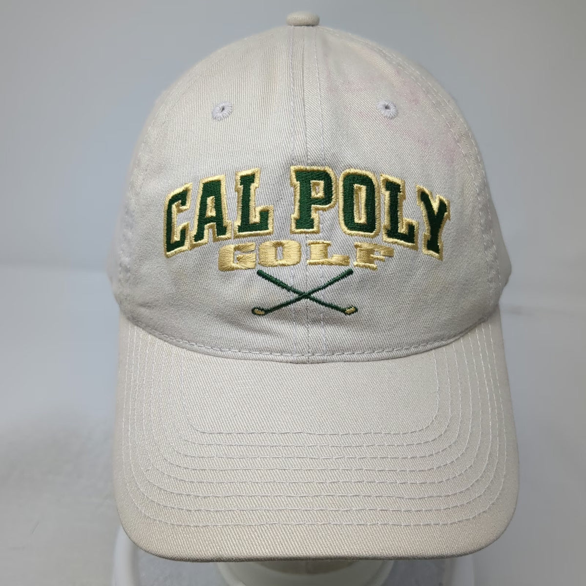 The Game Cal Poly Mustangs NCAA Golf Beige One Size Cap Slideback Embroidery