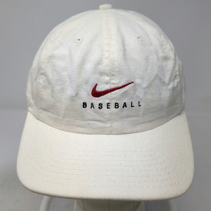 Nike Baseball Cap White OS Adjustable Slideback Cotton Made in USA Hat Vintage