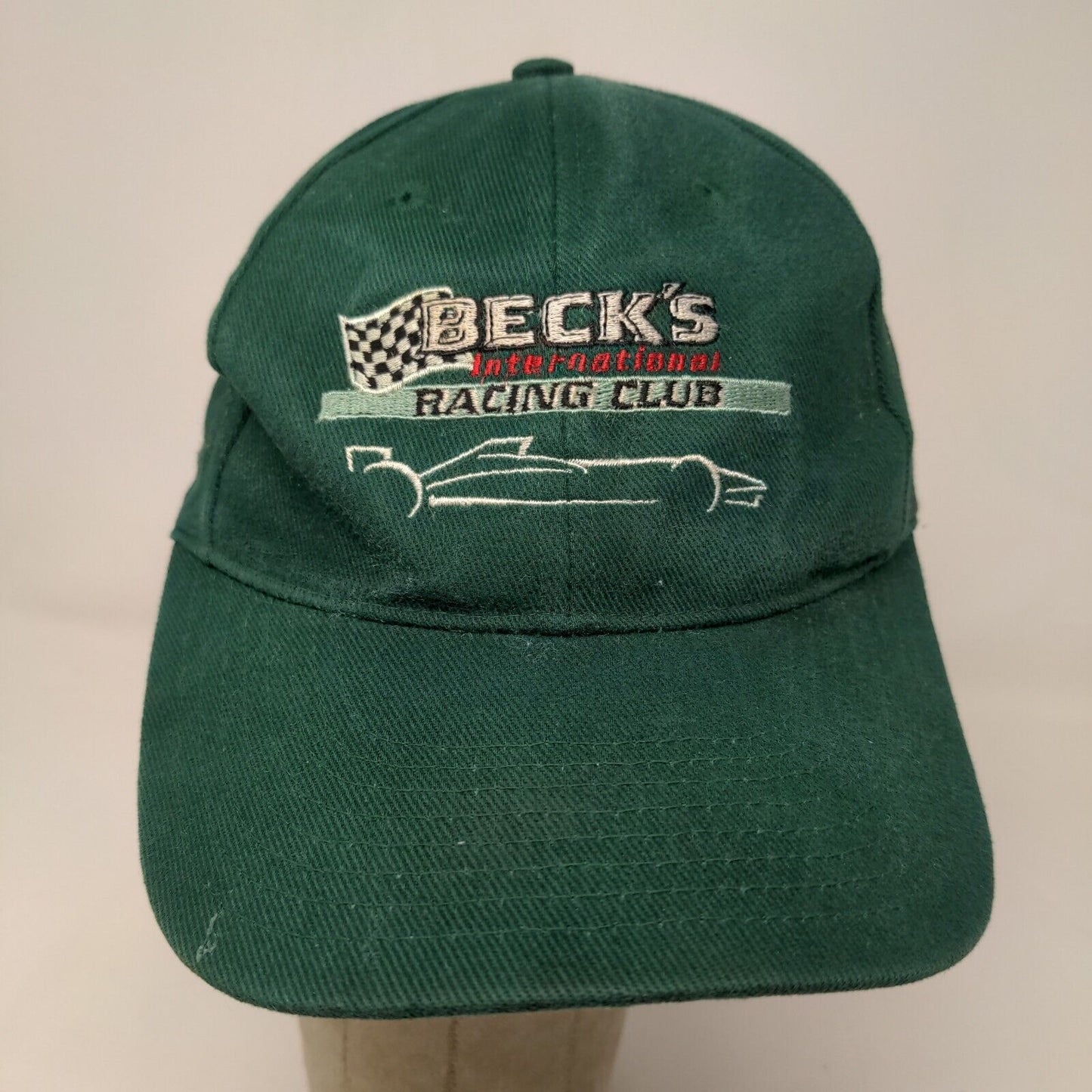 Beck's International Racing Club Men's Slideback Hat Green Embroidered Logo