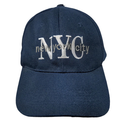 Unbranded Men's Strapback Hat Blue Embroidered New York City Logo Wool Blend