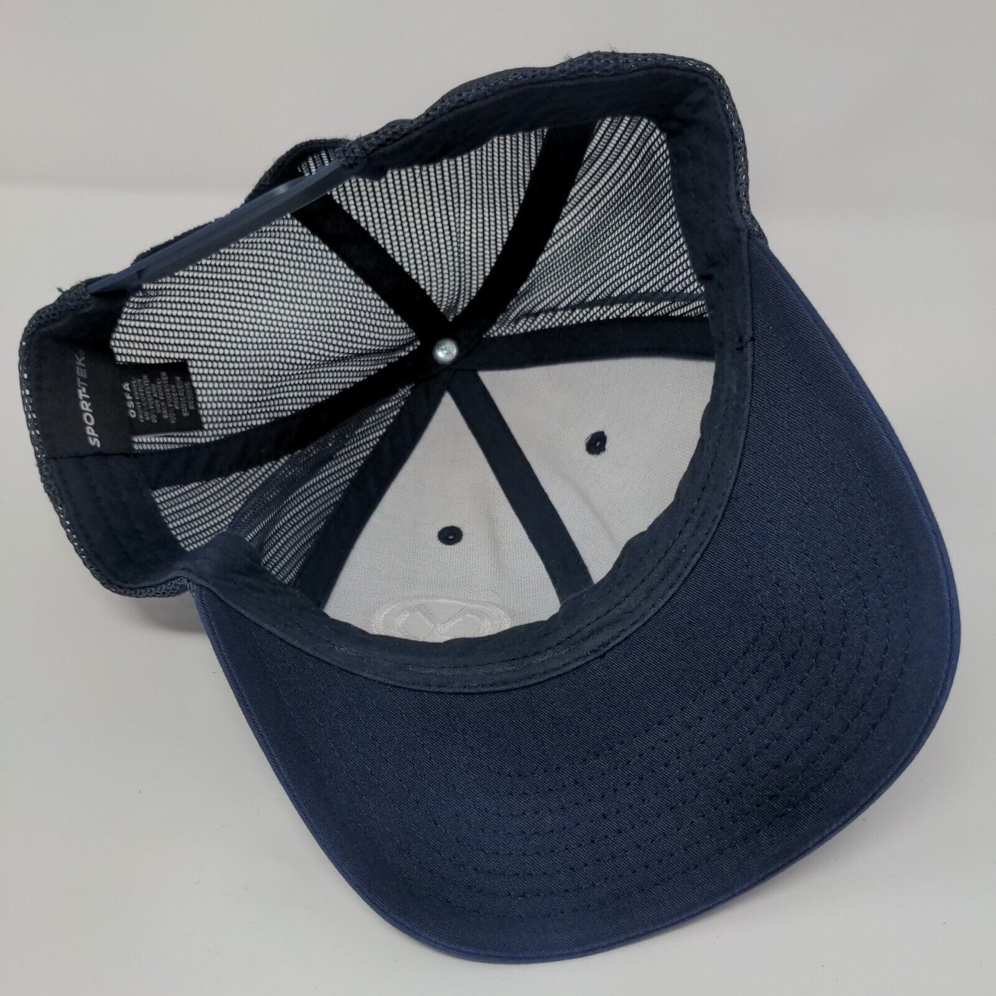 Sport-Tek Snapback Mesh Back Trucker Hat Blue OSFA Embroidered Logo