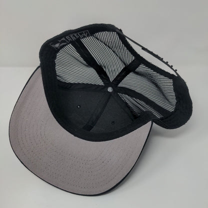 Reel Happy Fish Snapback Mesh Back Trucker Hat Black One Size 6 Panel