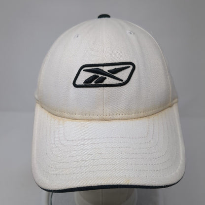 Reebok Strapback Hat White One Size Adjustable Embroidered 6 Panel Cotton