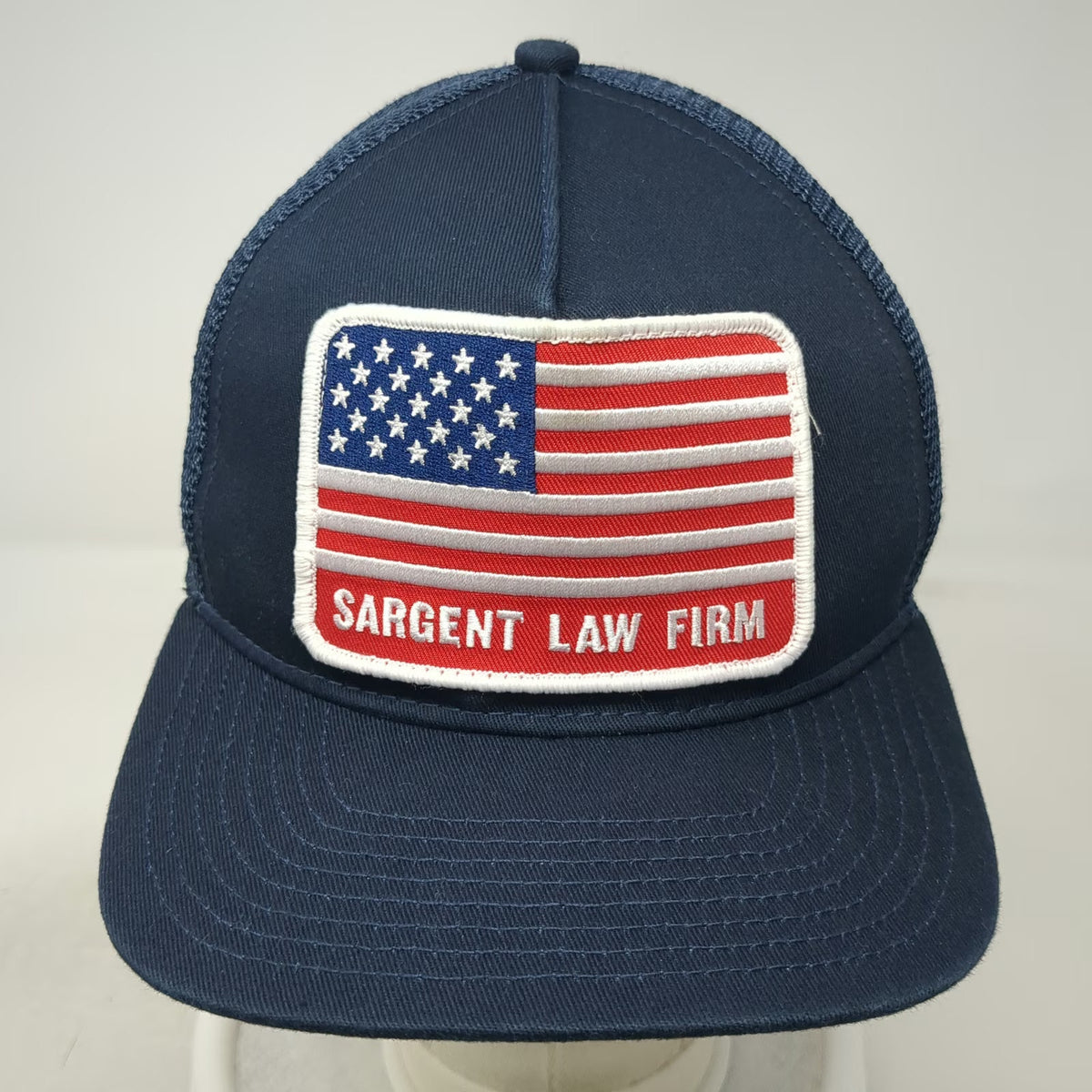 Sargent Law Firm Blue One Size Trucker Hat American Flag Patch Snapback Mesh