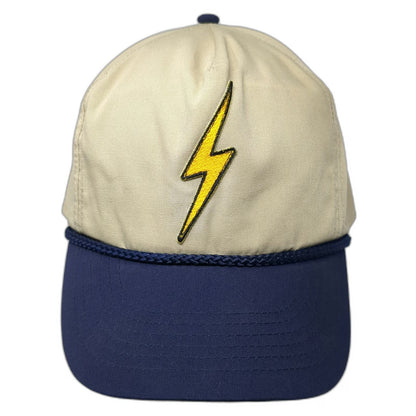 Aviator Nation 5 Panel Beige Blue One Size Rope Lightning Bolt Strapback Hat