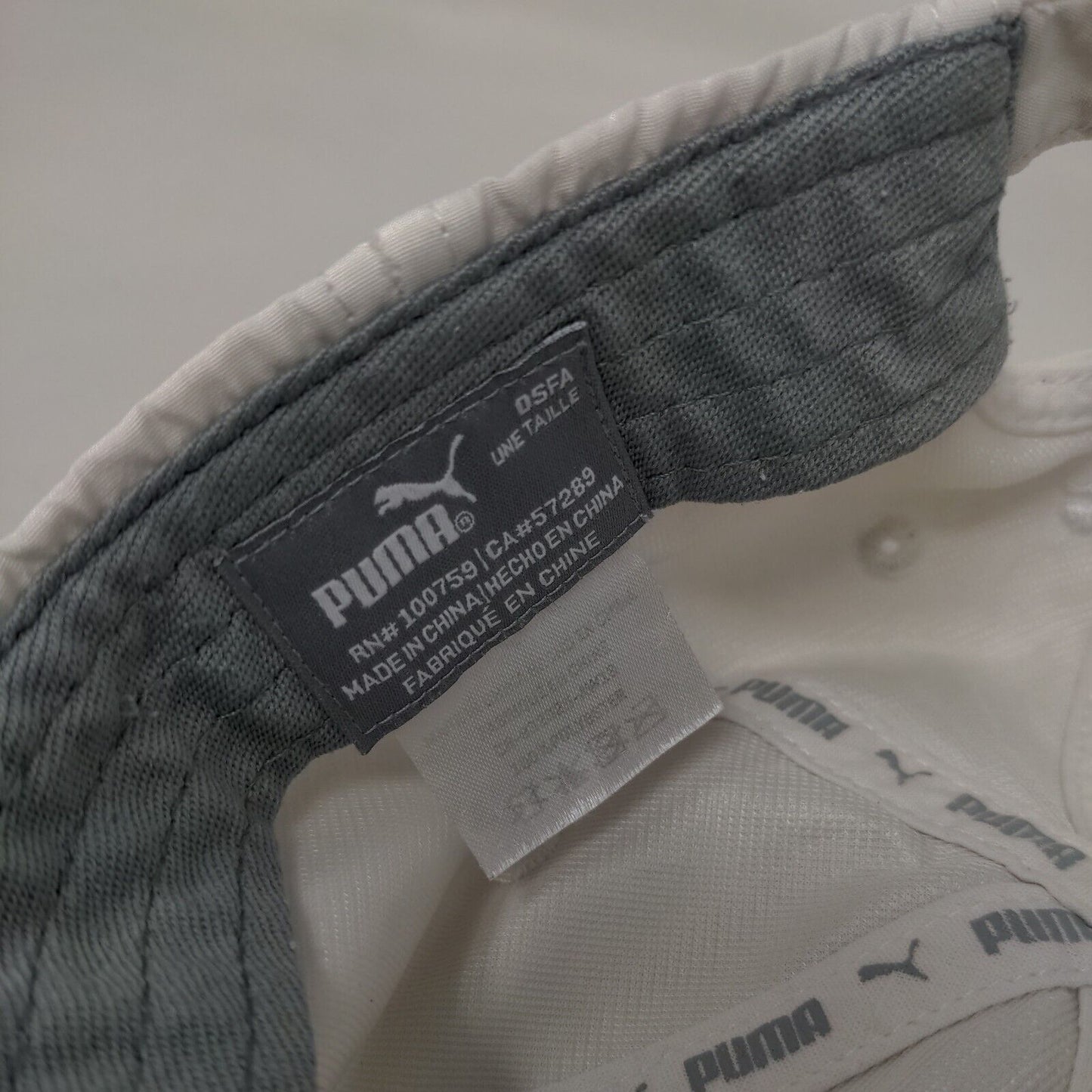 PUMA Slideback Hat White OSFA Adjustable Solid 6 Panel Vent Holes