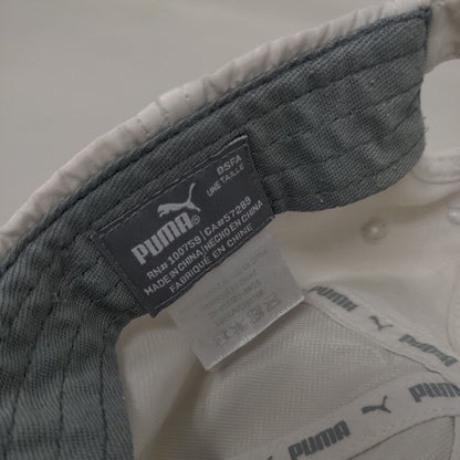 PUMA Slideback Hat White OSFA Adjustable Solid 6 Panel Vent Holes