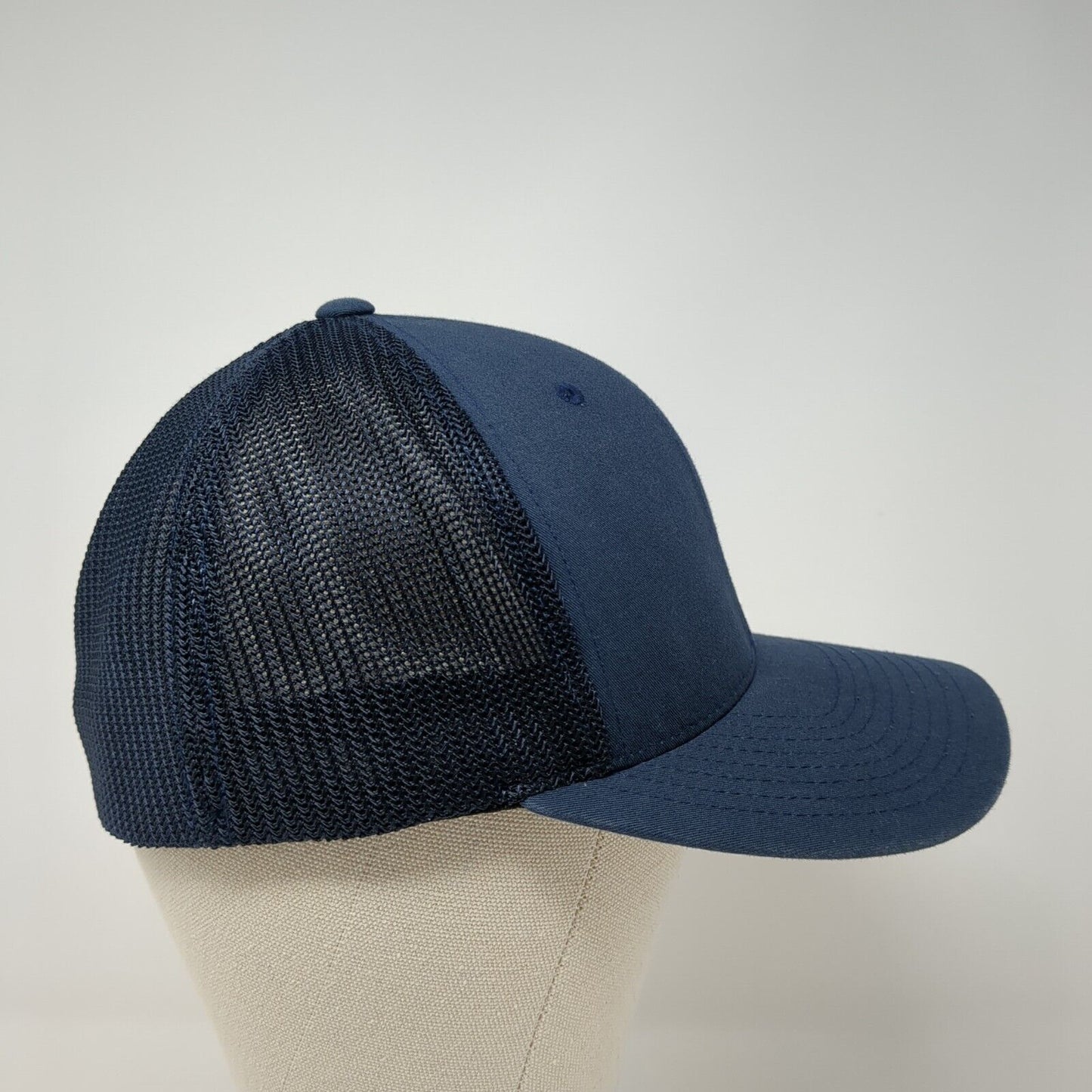 Idaho 55 Fitted Mesh Back Trucker Hat Blue One Size Flexfit Yupoong