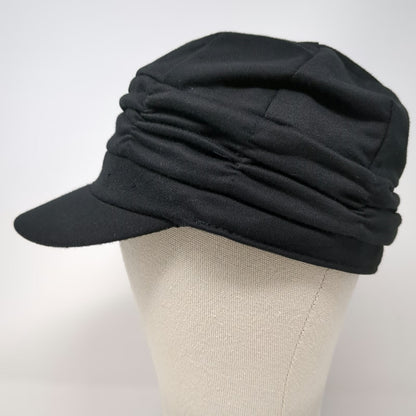 Army Cap Black One Size Ruched Gathered Crown Lined Short Brim Cadet Jersey Hat