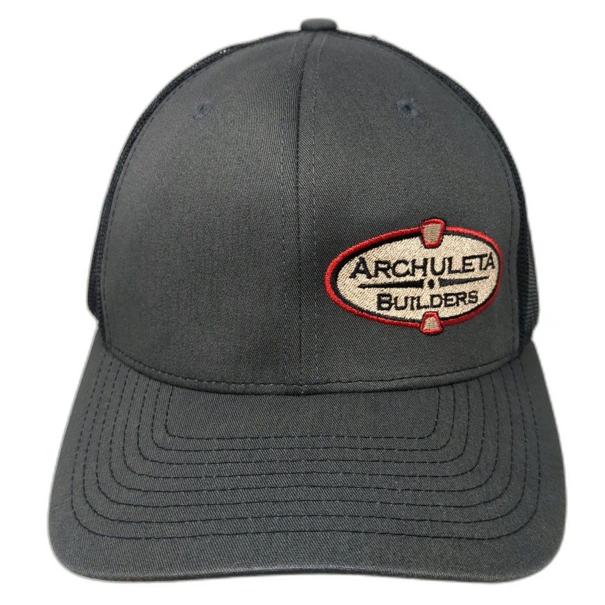 Richardson Trucker Hat Gray One Size Archuleta Builders Patch Mesh Snapback