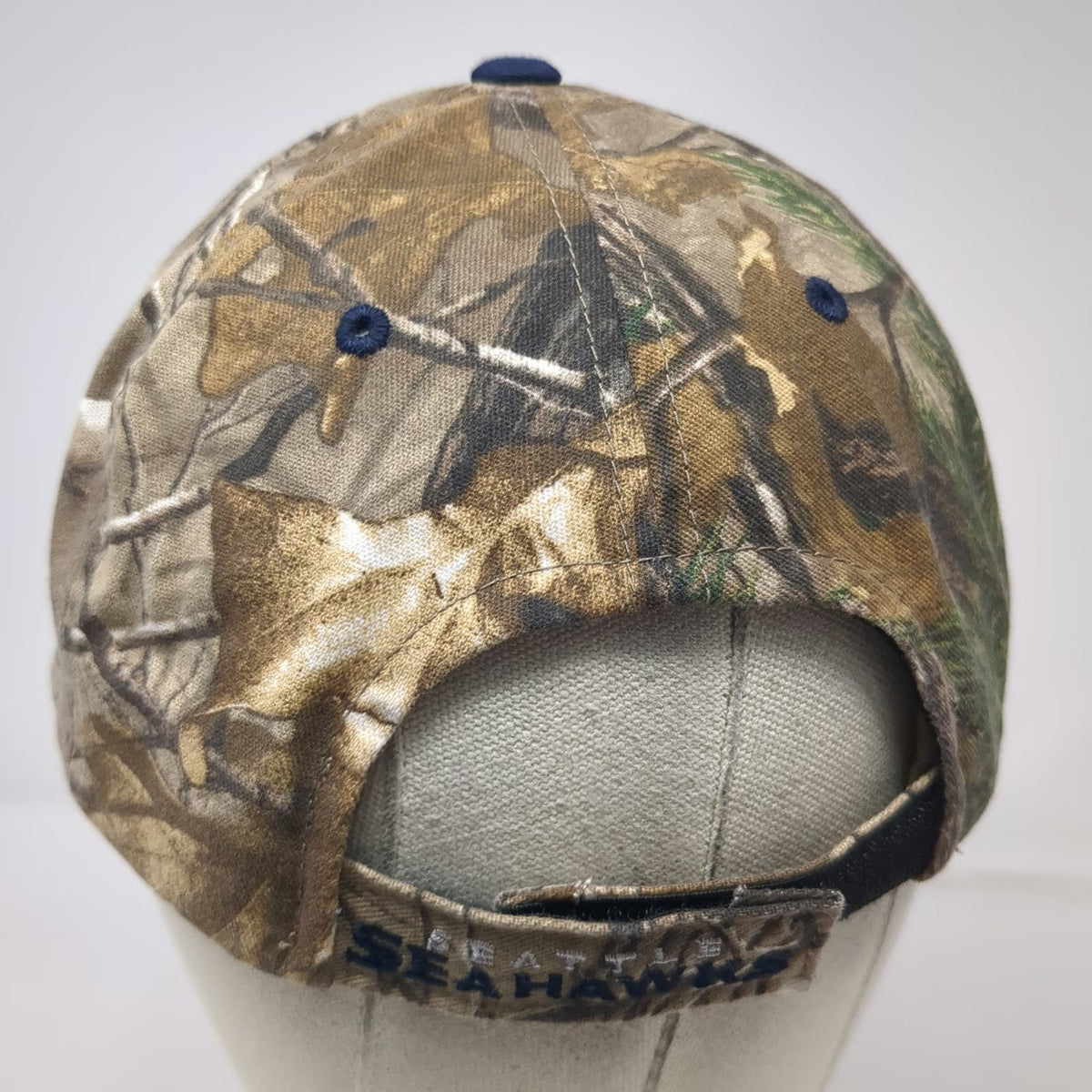 NFL Team Apparel Seattle Seahawks Cap Brown Camo One Size Strapback Curved Hat