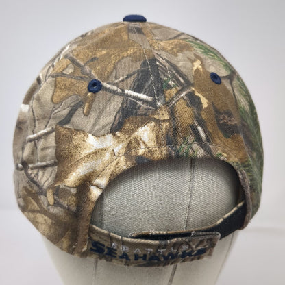 NFL Team Apparel Seattle Seahawks Cap Brown Camo One Size Strapback Curved Hat