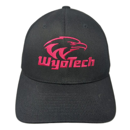 Flexfit Baseball Cap Black Pink M WyoTech Eagle Embroidered Curved Brim hat
