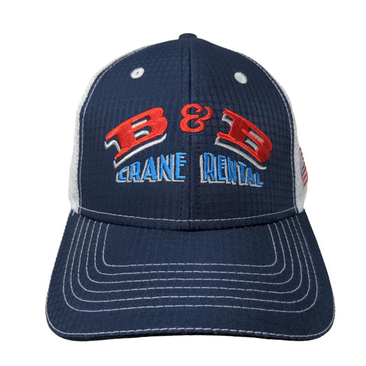 B&B Crane Rental Snapback Mesh Back Trucker Hat Blue One Size Embroidered