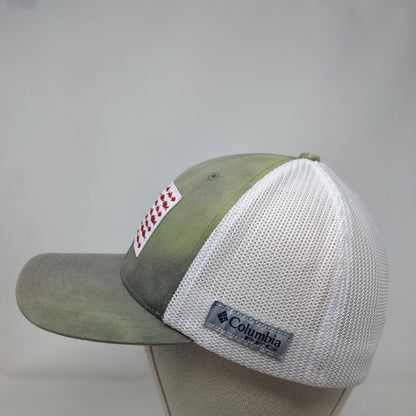 Fish American Flag Fitted Trucker Hat Green S/M Columbia PFG Colorblock
