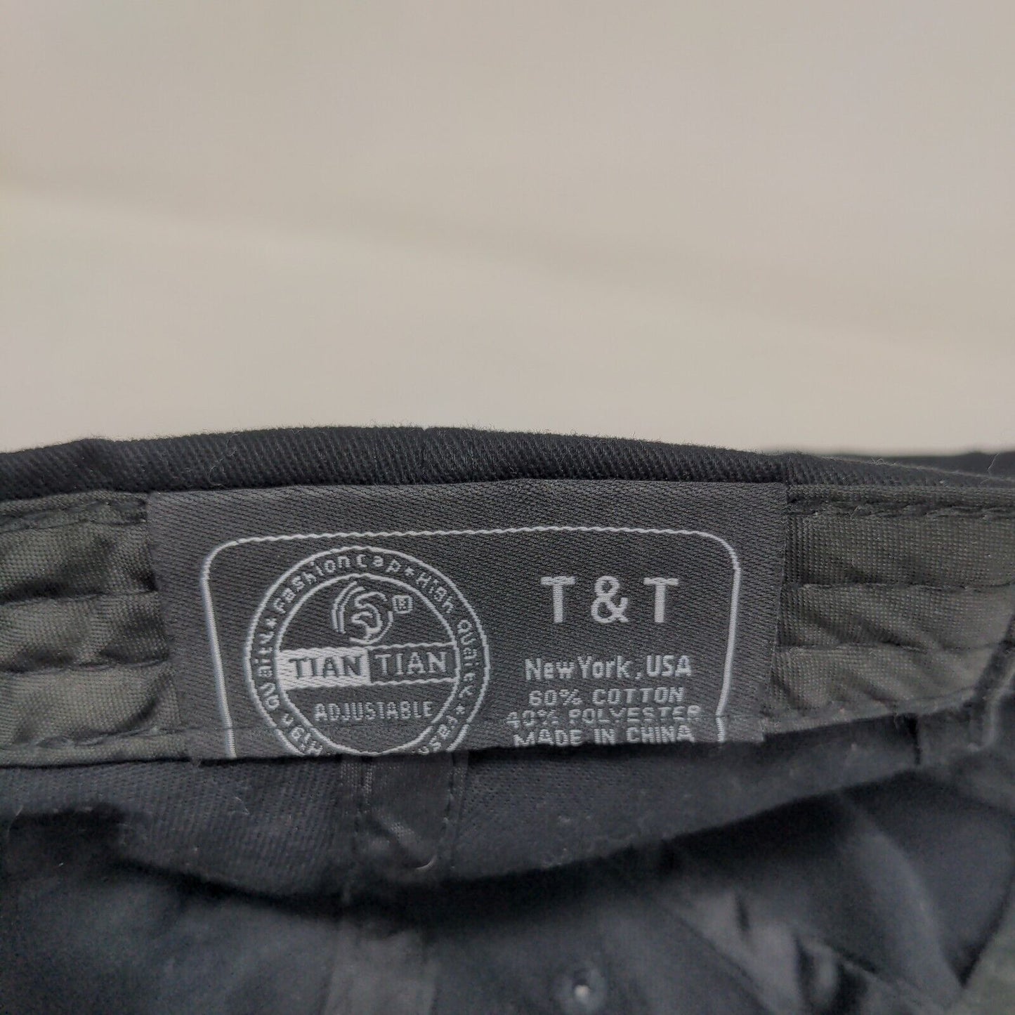 Tian Tian Men's Slideback Hat Black Embroidered NY New York Logo Cotton Blend