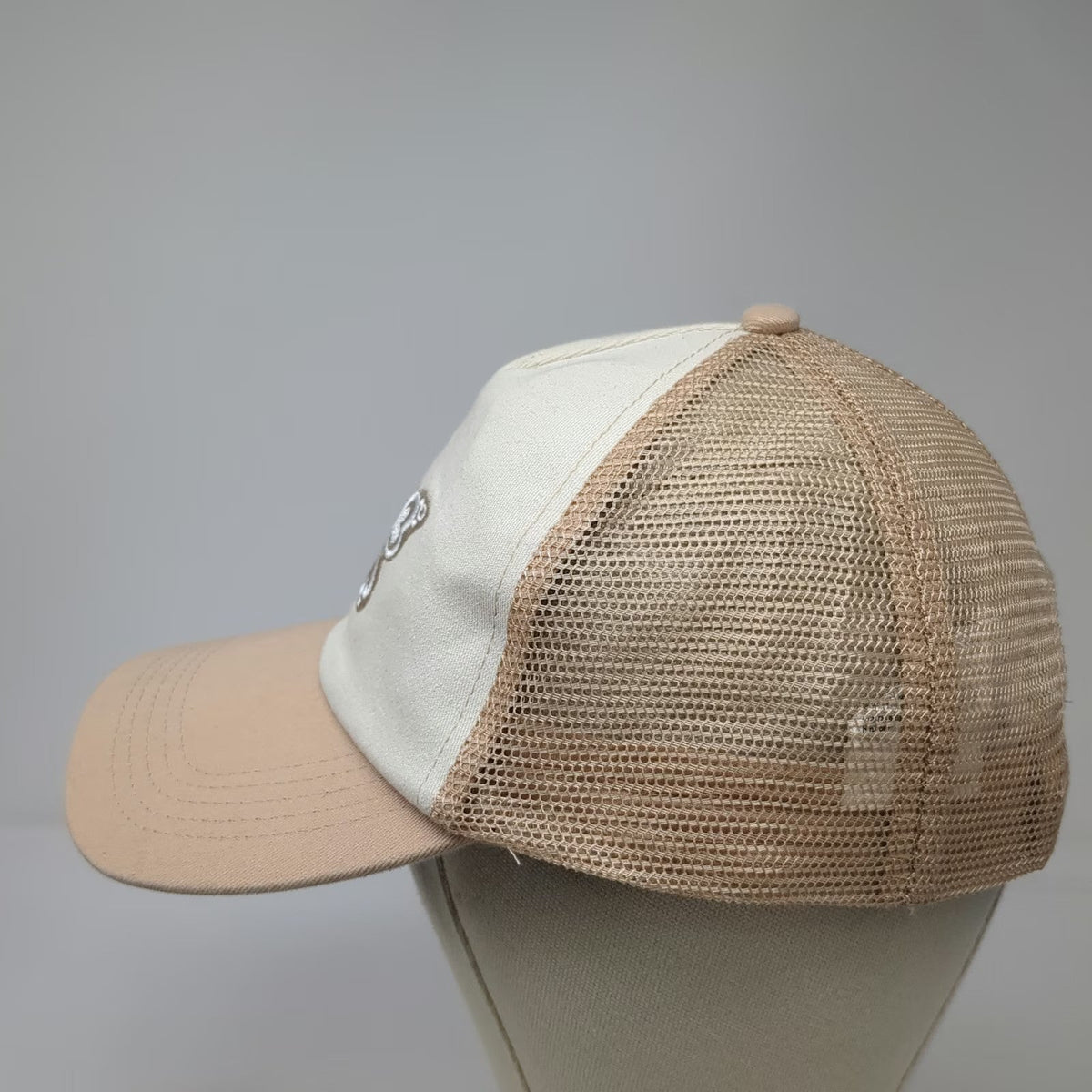 H&M Divided Trucker Hat Beige One Size Mesh Back Embroidered Butterfly Snapback