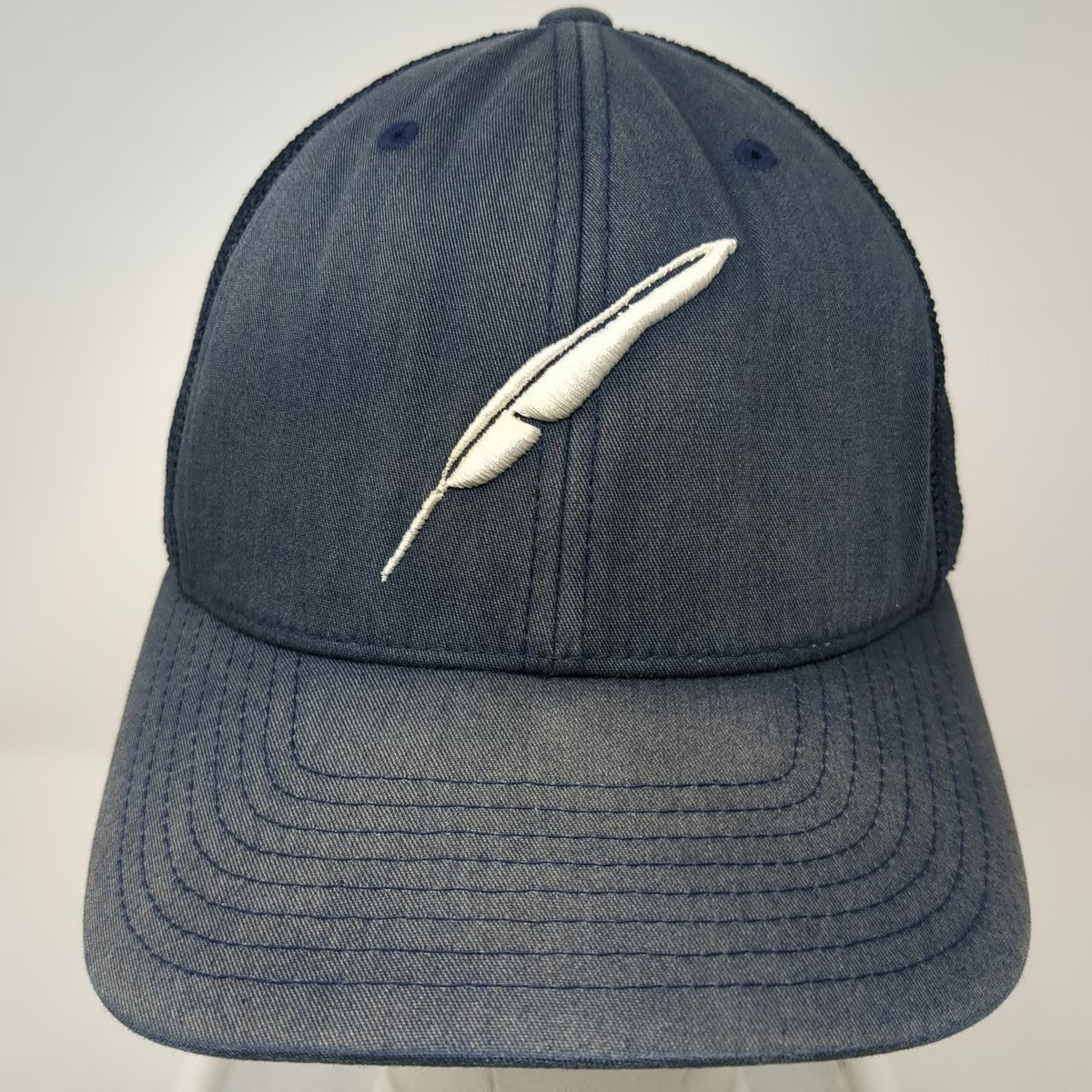 TravisMathew Baseball Cap Blue One Size Mesh Flexfit Fourteen Golf Feather Hat