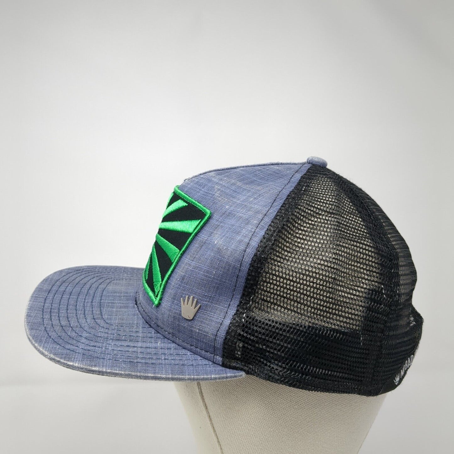 Rising Sun Patch Snapback Trucker Hat Blue One Size Mesh Back Adjustable