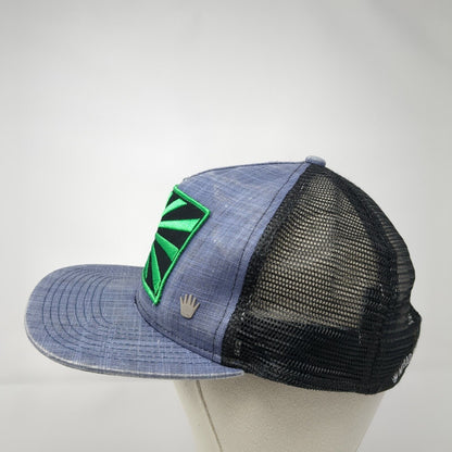 Rising Sun Patch Snapback Trucker Hat Blue One Size Mesh Back Adjustable