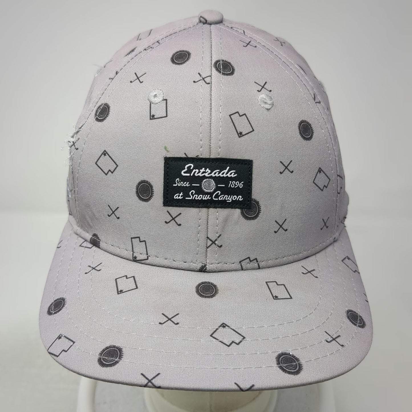 Pukka Entrada Snow Canyon Golf Hat Gray One Size Snapback Utah Pattern Flat Brim