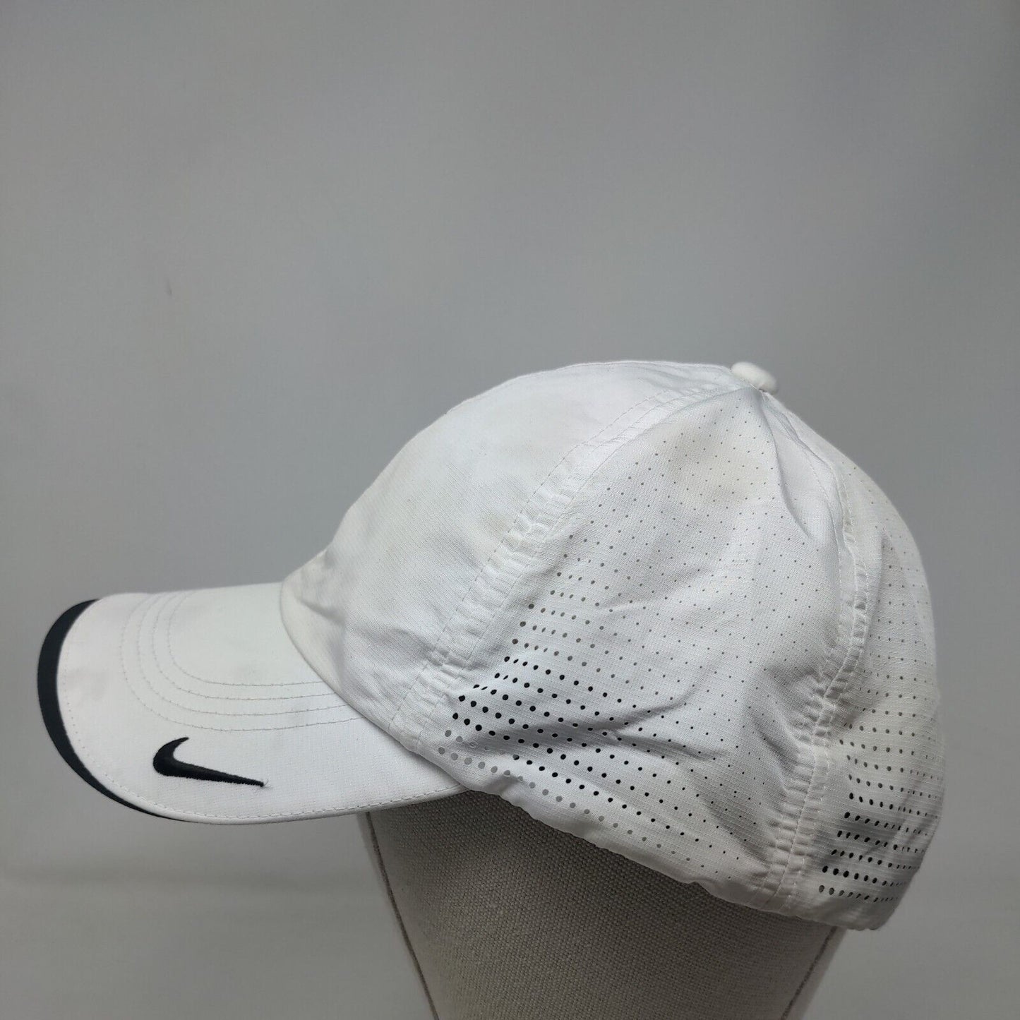 Nike Swoosh Strapback Hat White OSFM Dri-Fit Heritage 86 Laser Cut