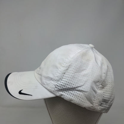 Nike Swoosh Strapback Hat White OSFM Dri-Fit Heritage 86 Laser Cut