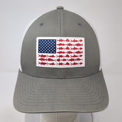 Columbia PFG Fish Flag Fitted Trucker Hat Gray One Size Mesh Back Patriotic