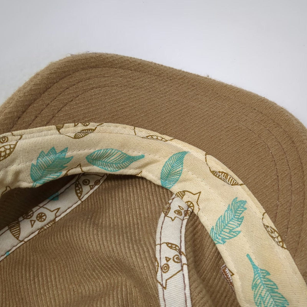 Pistil Army Cap Brown One Size Wool Blend Tree Logo Slideback Owl Lining Hat