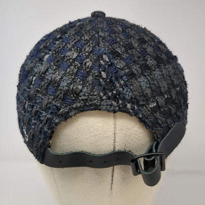 rag & bone Baseball Cap Blue Black One Size Linton Tweed Suede Brim Leather Hat