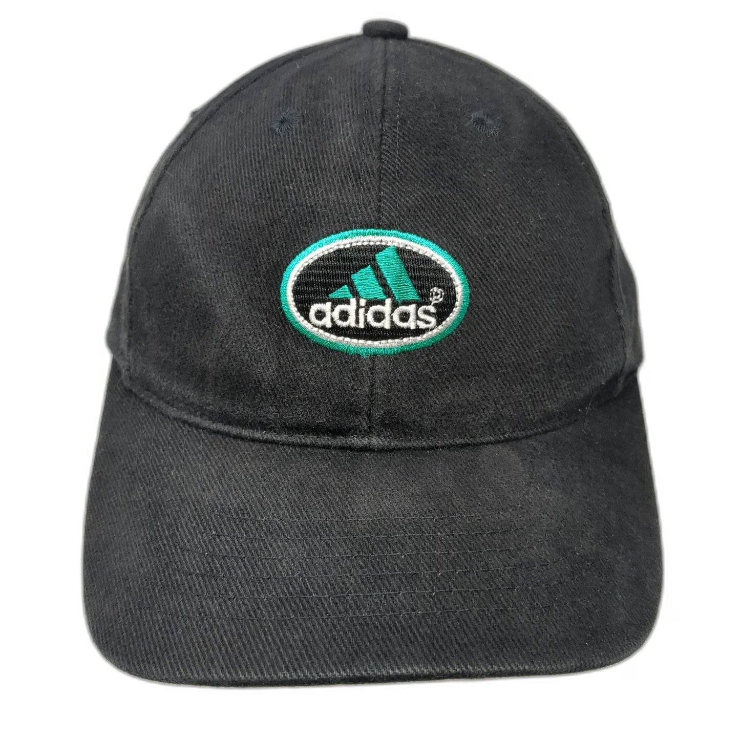 Adidas Baseball Cap Black Vintage Slideback Embroidered Logo Curved Brim Hat