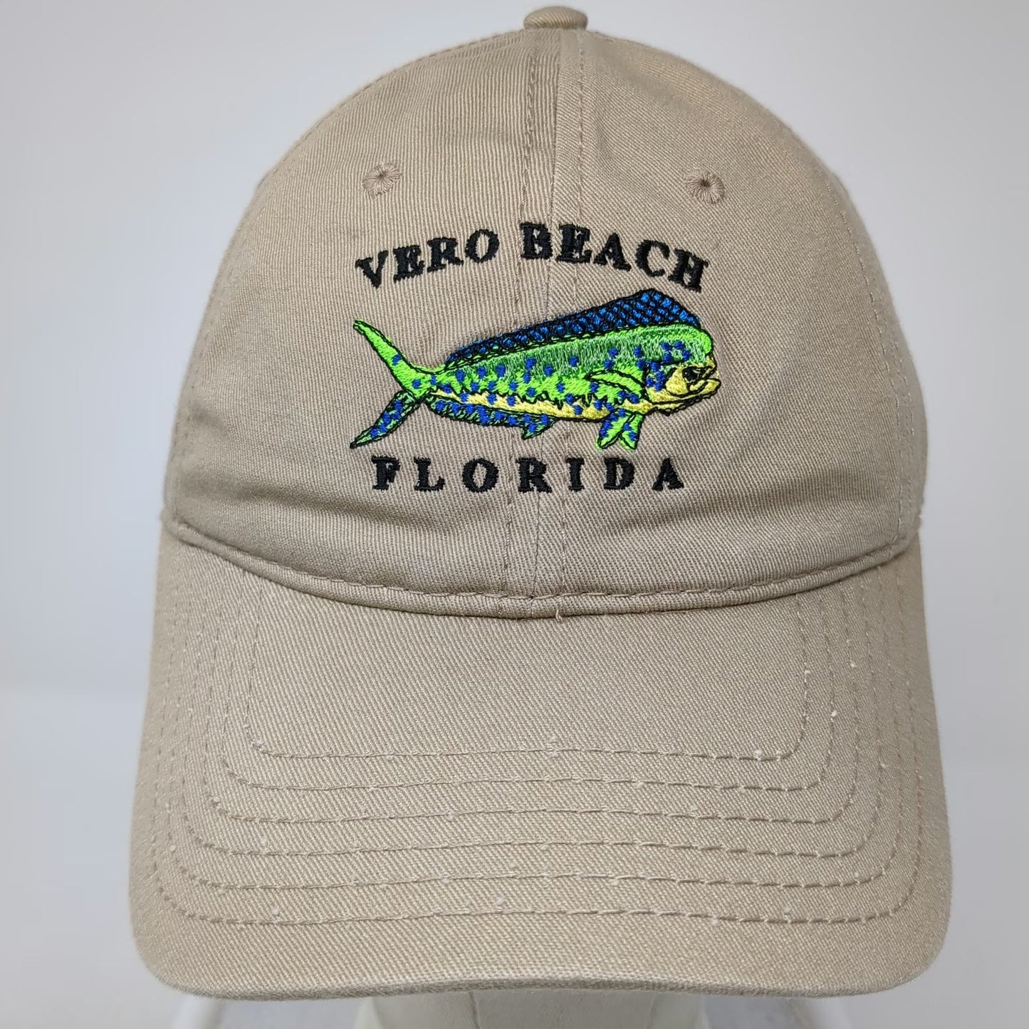 camp david Baseball Cap Beige One Size Vero Beach Florida Mahi Fish Cotton hat