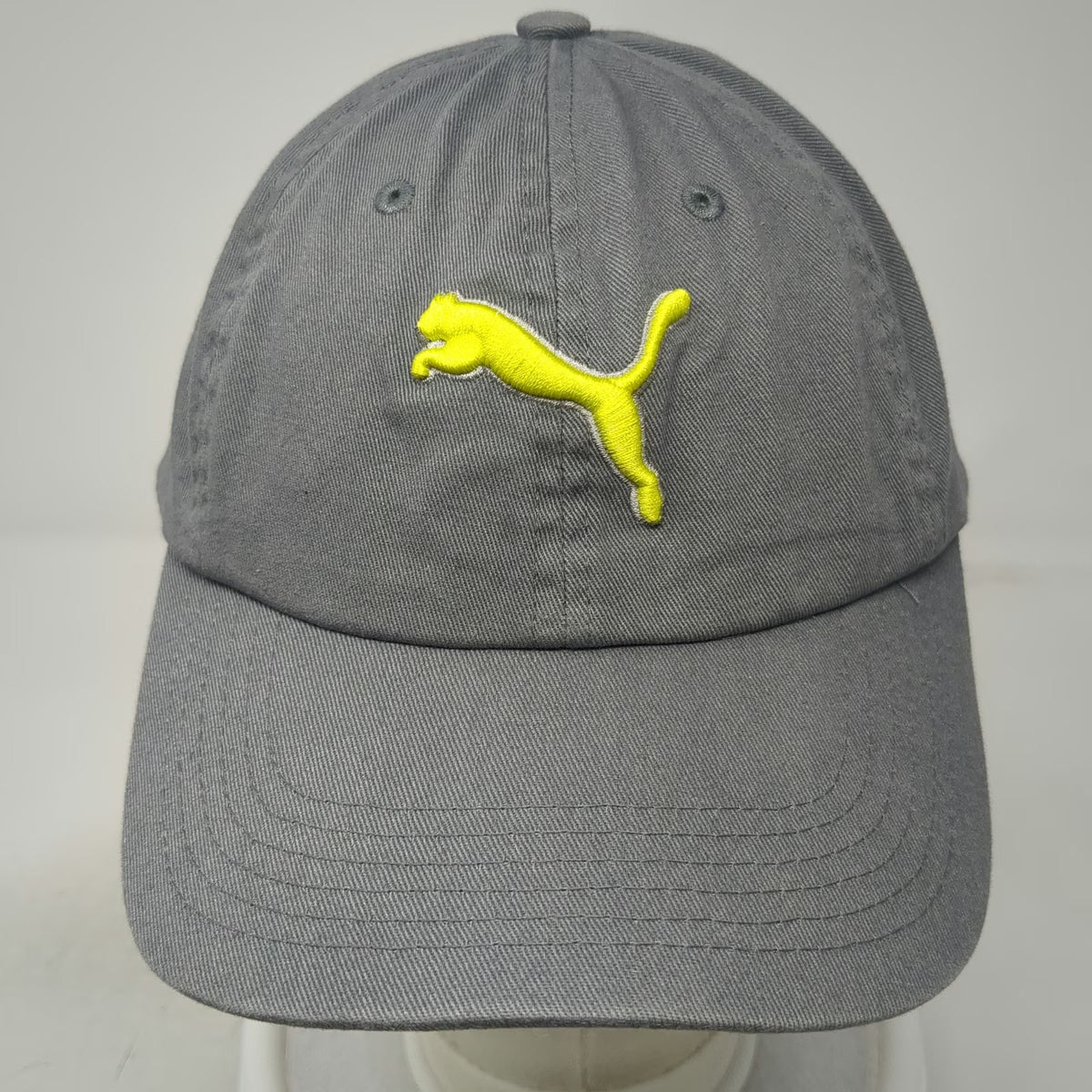Puma Baseball Cap Gray One Size Leaping Cat Logo Cotton Slideback Buckle Hat