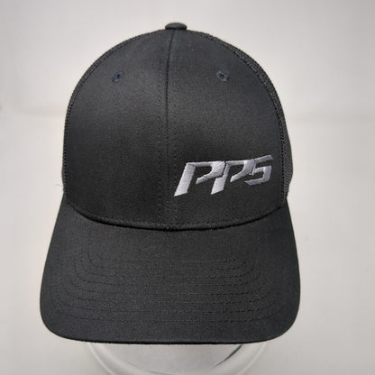 PPS Fitted Mesh Back Trucker Hat Black L/XL Flexfit Port Authority
