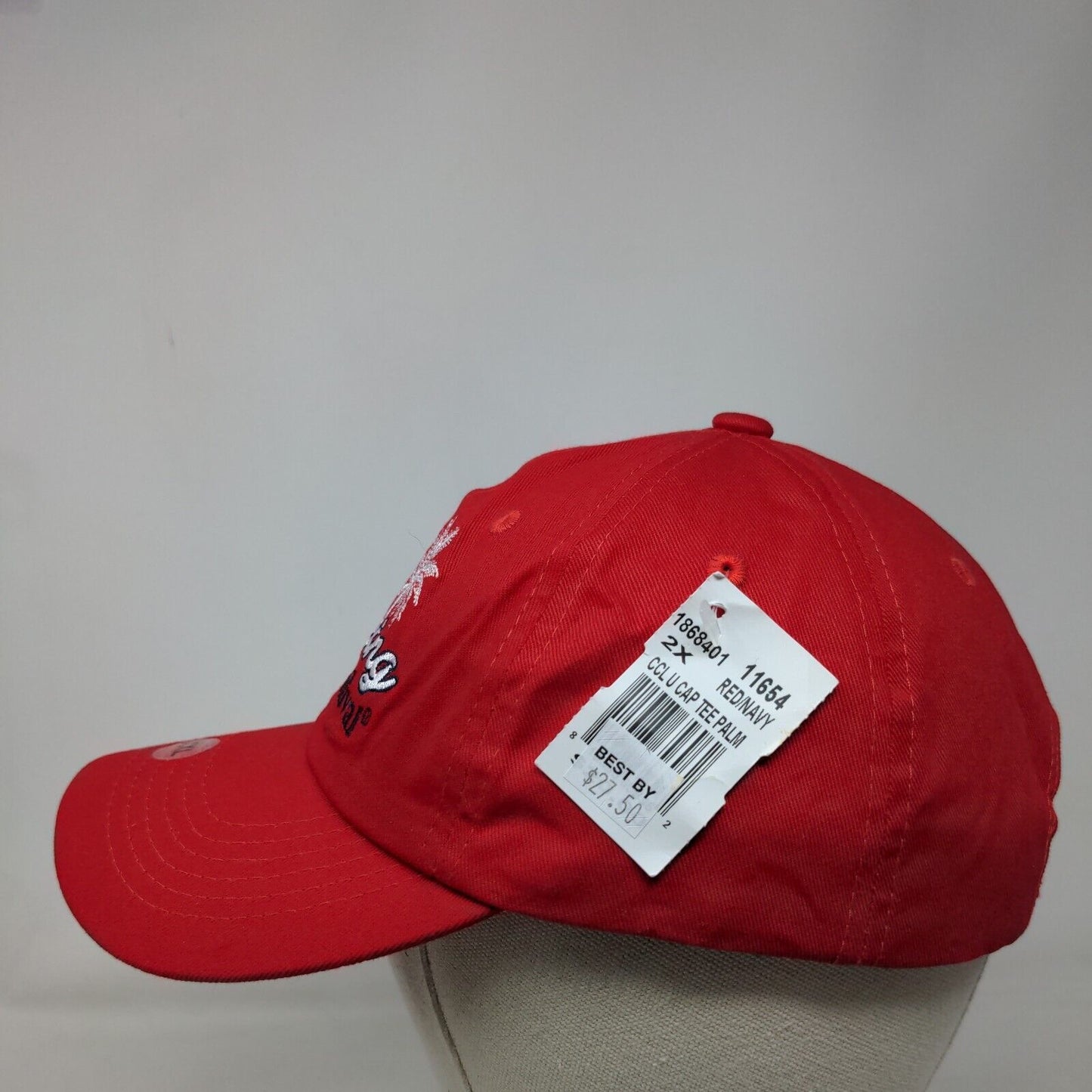 Cruising With Carnival Strapback Hat Red XXL Adjustable Vented Holes Cotton
