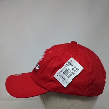 Cruising With Carnival Strapback Hat Red XXL Adjustable Vented Holes Cotton