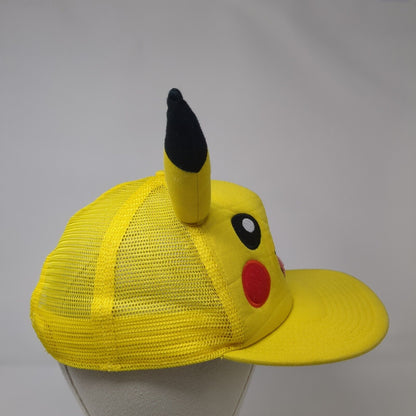 Pikachu Snapback Trucker Hat Yellow One Size Mesh Back Adjustable Pokemon