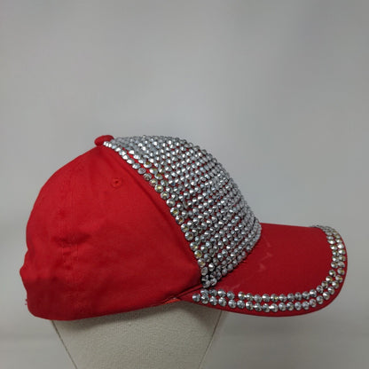 Unbranded Women's Bling Shiny Rhinestone Slideback Hat Red 100% Cotton