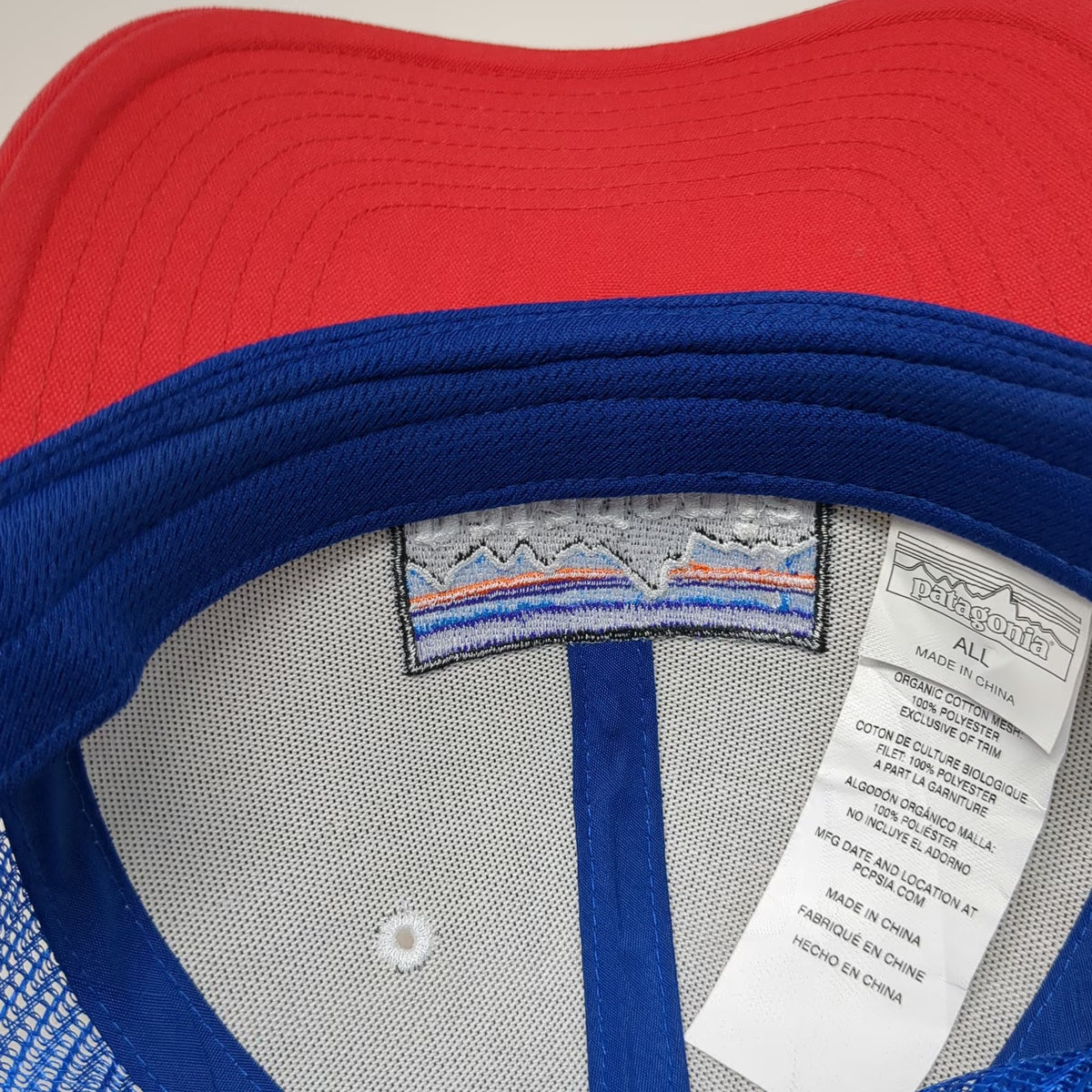 Patagonia Trucker Hat White Red Blue One Size Mesh Back Snapback Logo Cap