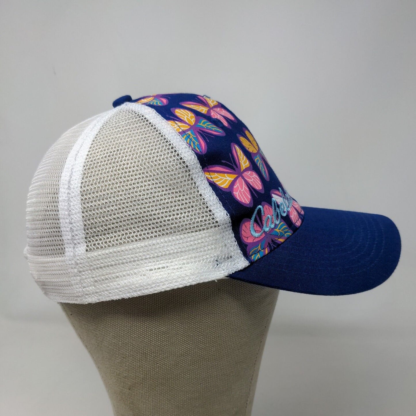 Cabela's Girls Snapback Mesh Back Hat Blue White Adjustable Butterfly Logo