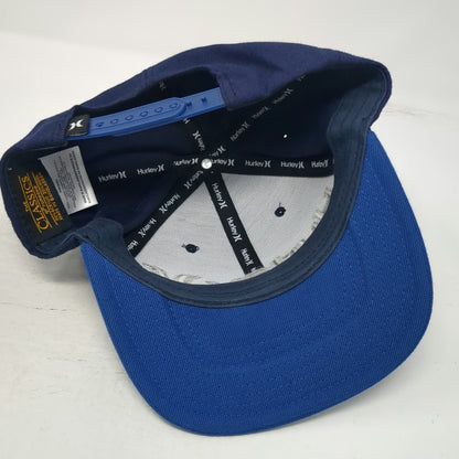 Hurley Snapback Blue One Size Silver Embroidered Logo Two Tone Baseball Cap Hat