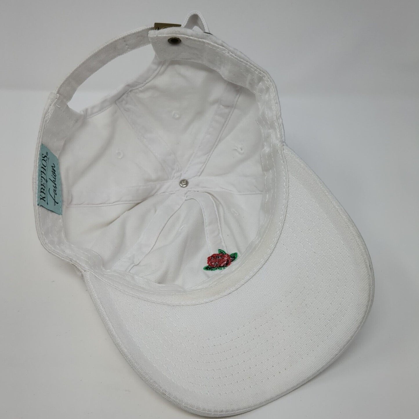 Rose Slideback Hat White One Size Adjustable Embroidered KB ETHOS Vintage